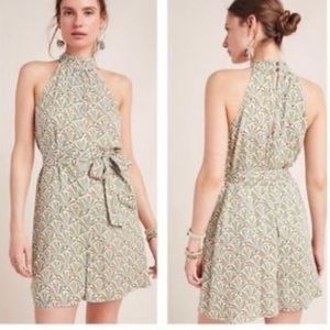 Anthropologie Maddie High Neck Romper Feather Palm Leaf Size Medium